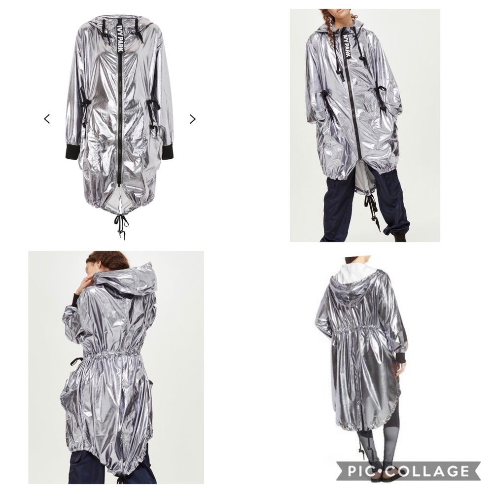 IVY PARK silver metallic foil hooded zip up